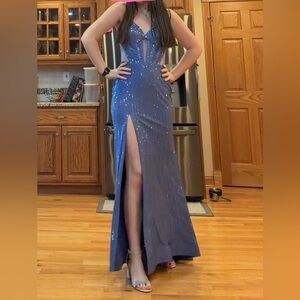 Ellie Wilde Sparkling Blue Prom Dress